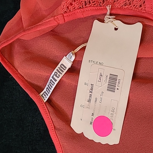 WAS $48. MONORENO V-Neck 3/4 Embellished Sleeves Sheer back dressy Top - Picture 6 of 12